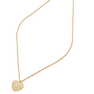 Golden matte heart pendant necklace with hammered texture finish for women