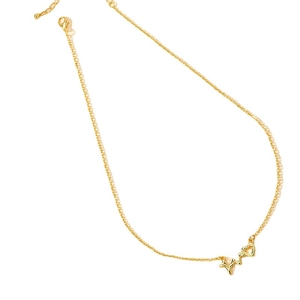Collana dorata cuore EKG con chiusura a moschettone regolabile su sfondo bianco
