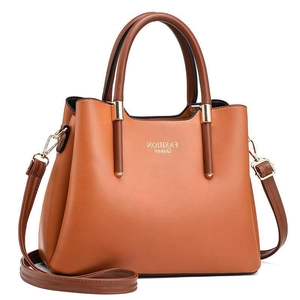 Brown crocodile texture large capacity handbag with adjustable shoulder strap for women