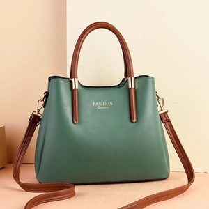Elegante Damen Handtasche PU Leder Kontrast Griff Große Kapazität Schulter Umhängetasche Stilvolle Damen Pendler Geldbörse