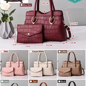 Stone pattern tote bag set with dimensions 31x22x13cm in seven elegant color options