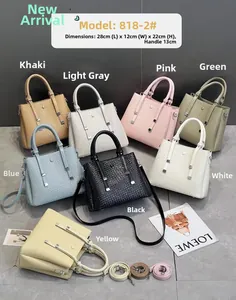 Detailed size specifications and 8 color options for the woven texture crossbody bag