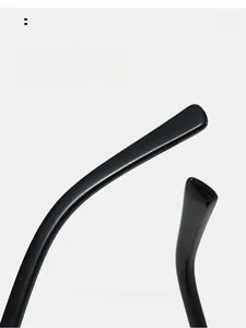 Macro view of curved oval sunglasses legs featuring ergonomic arc for comfortable wear