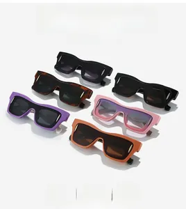 Detail display of stylish square sunglasses in various colors and trendy patterns