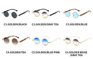 Detailed grid showing six stylish color variations of silver oval frame sunglasses
