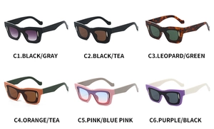 Collection of trendy retro square sunglasses in various colors including leopard and orange