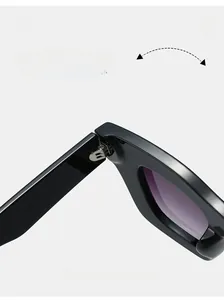 Close-up of durable texture hinges on square sunglasses for smooth and stress-free folding