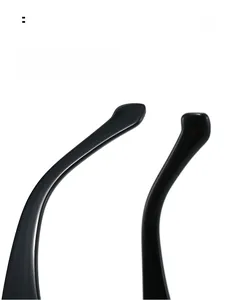 Detail view of ergonomic curved temple tips on square sunglasses for comfortable wear