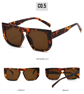 Three-way view of square tortoiseshell sunglasses with brown lenses and model C0.5 code