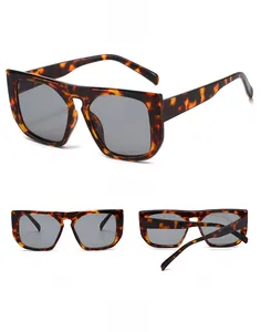 Detailed views of vintage tortoise shell square sunglasses with dark grey lenses