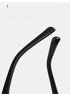 Detail of curved ergonomic temple arms on square frame sunglasses for comfort
