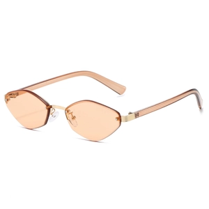 Rimless Geometric Polygon Sunglasses UV400 Protection Retro Metal Bridge Diamond Cut Lens For Women Men Fashion