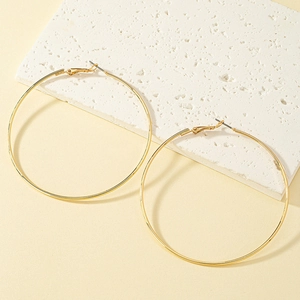 Large Round Hoop Earrings Minimalist Polished Metal Geometric Fashion Jewelry Accessories For Women