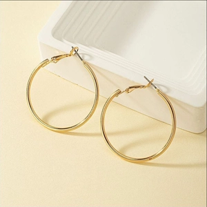 Orecchini A Cerchio Grandi In Lega Minimalista Da Donna Placcati Oro E Argento Lucido Cerchio Geometrico Gioielli