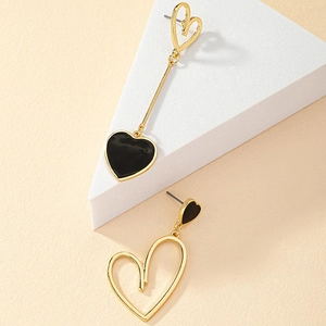 Boucles D'oreilles Pendantes Cœur Asymétriques Alliage Émail Géométrique Évidé Bijoux De Mode Accessoires Femmes