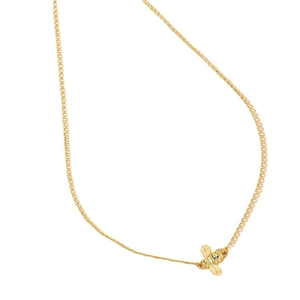 Elegant gold bee pendant necklace with detailed stripe engraving on a square link chain