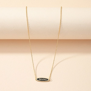 Collana Con Pendente Ovale Lettera MaMa Placcato Oro Lega Smalto Gioielli Regalo Per Madre Donna Moda Minimalista