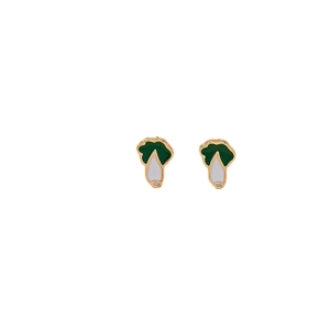 Charmantes boucles d'oreilles légumes en alliage doré avec émail blanc et vert goutte