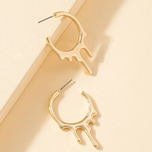 Boucles D'oreilles Créoles Melting Lava Drip Alliage Plaqué Or Fluide Géométrique Bijoux Métalliques Pour Femmes Chic Moderne