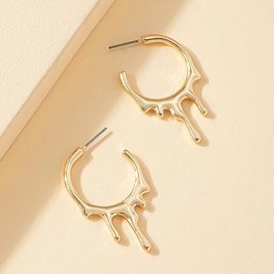 Boucles d'oreilles gouttes dorées minimalistes au design de lave liquide et tiges hypoallergéniques