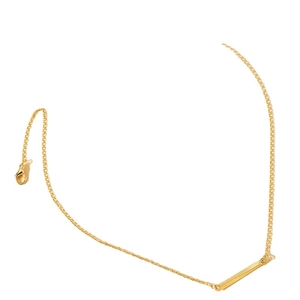 Minimalist gold geometric rectangular bar pendant necklace with thin chain and lobster clasp