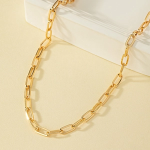 Minimalist Paperclip Link Chain Necklace Alloy Electroplated Rectangular Links Extension Chain Fashion Jewelry Unisex