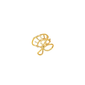 Minimalist 925 sterling silver evil eye ring with gold plating and hollow design