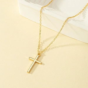 Minimalist Gold Plated Alloy Cross Pendant Necklace For Women Elegant Fashion Jewelry