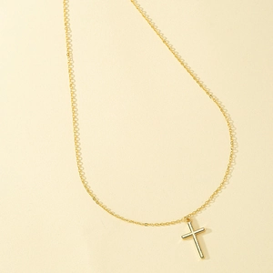 Minimalist gold-plated cross pendant necklace with fine chain for daily wear