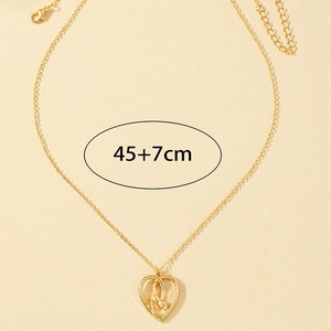 Golden heart snake pendant necklace with 45+7cm chain and lobster clasp closure