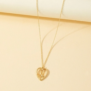 Hollow Heart Snake Pendant Necklace Gold Plated Alloy Artistic Animal Design Jewelry Accessory For Women Elegant Gift