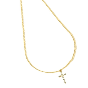 Elegant gold minimalist cross necklace with a fine cable chain for women