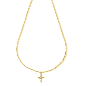 Élégant collier croix en or avec pendentif en strass rond scintillant pour femme