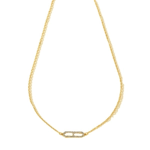 Elegant gold CD letter pendant necklace with sparkling crystal pave for women