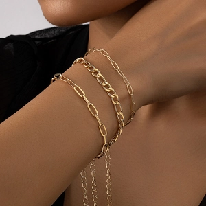 Bracciale In Lega Placcata Oro Minimalista Catena Paperclip E Maglia Cubana Per Donna Gioielli Moda Regolabili Da Sovrapporre