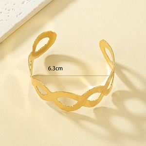 Minimalist gold hollow infinity wave bangle with 6.3cm diameter for women