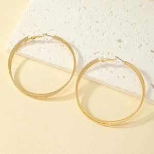 Fashion Large Hoop Earrings With Earring Post Multi Layer Twisted Textured Metal Statement Jewelry For Women Elegant Geometric