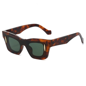 Classic square tortoise shell sunglasses with dark green lenses and gold metal accents