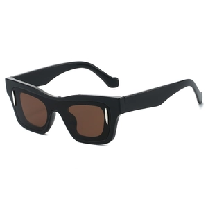 Classic square retro sunglasses with thick black frames and brown lenses for men and women