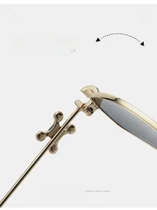 Detail of durable gold metal hinge on polygonal glasses with thousands of folds capacity
