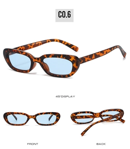 Three-way view of tortoise oval sunglasses with blue lenses including front and side display