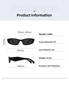 Tableau des tailles détaillé pour lunettes de soleil œil-de-chat rétro avec protection UV