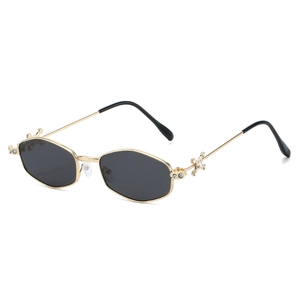 Hexagon Sunglasses Vintage Metal Frame Polygon Eyewear Gothic Rhinestone Cross Hinge UV Protection Fashion Accessory