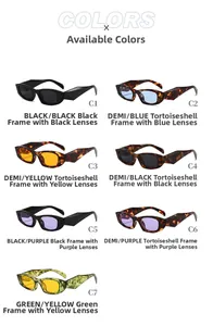 Collection de sept lunettes de soleil rétro à monture étroite en diverses couleurs C1 à C7