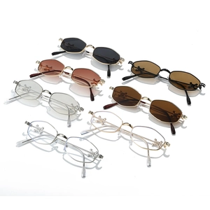 Polygon metal sunglasses and anti-blue light frames with gothic cross decorations