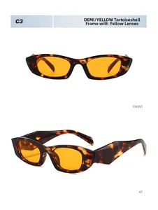 Détail des lunettes de soleil œil de chat en écaille avec verres teintés jaunes