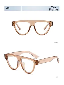 Vue de face et à 45 degrés des montures de lunettes de soleil carrées couleur thé