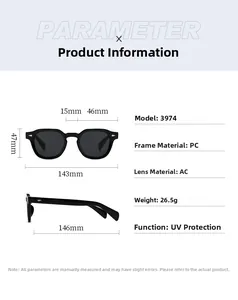 Spécifications techniques et dimensions détaillées de ces lunettes de soleil vintage