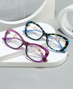 Detail of sunglasses featuring translucent purple and tortoiseshell frames with gold metal temples