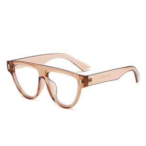 Lunettes de soleil carrées oversize transparentes thé à dessus plat avec charnières